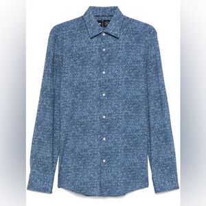 Hugo Boss Men's Blue P-HANK-Kent-C1-222 Slim Fit Performance Shirt US 16 Large